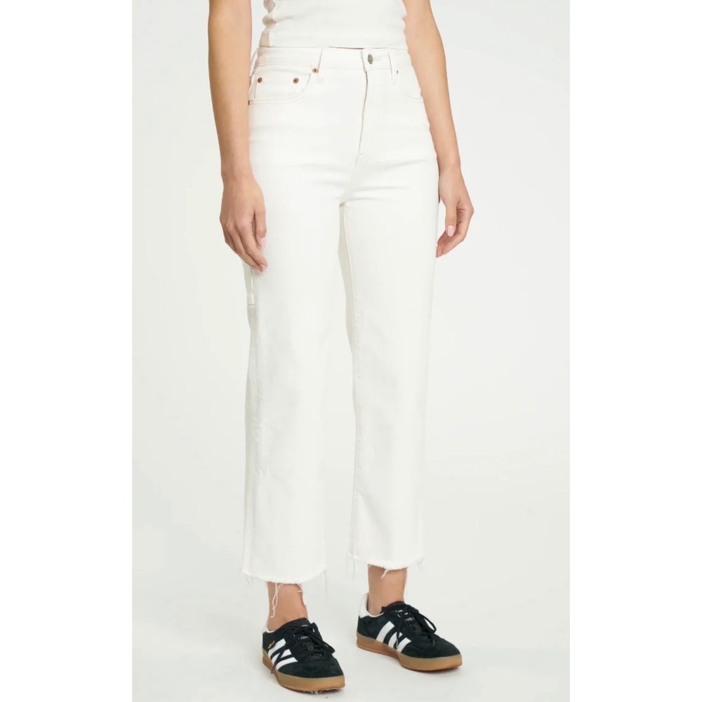 Daze Denim Sundaze Crop Off White Carpenter Straight Jeans 30
